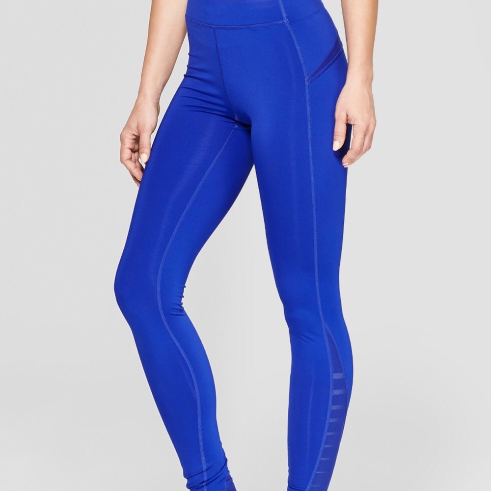 Blue running leggings, full length